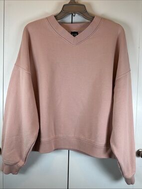 GAP French Terry V Neck in Dusty Pink Size L
